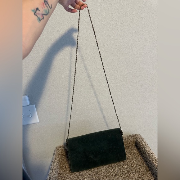 Handmade olive green/red/brown crossbody bag - Picture 3 of 3